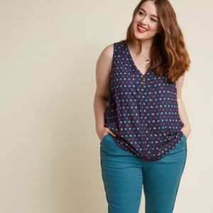 Modcloth Unrivaled Enjoyment Sleeveless Dots Top